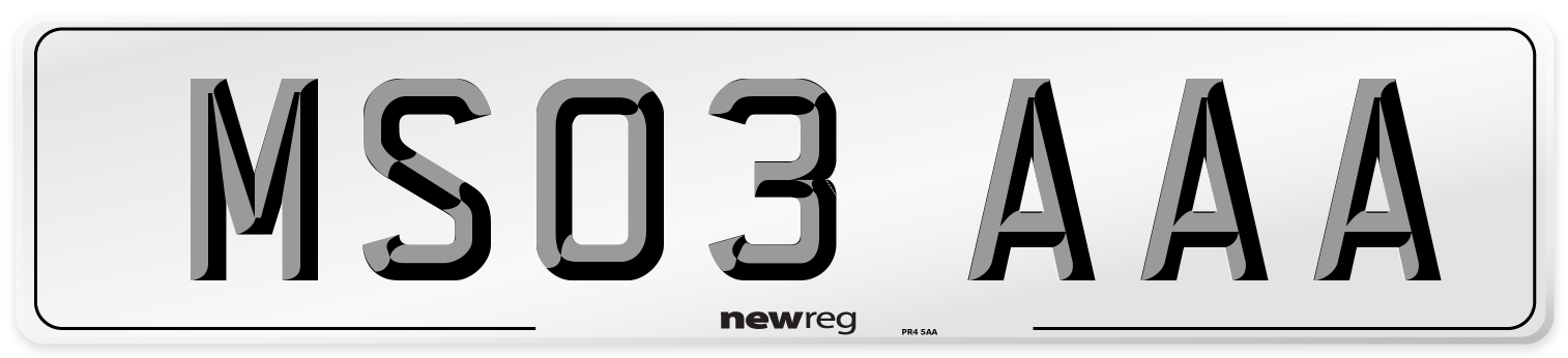 MS03 AAA Number Plate from New Reg